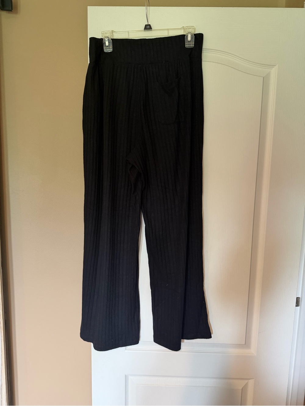 Abercrombie & Fitch Black Ribbed Wide-Leg Pants